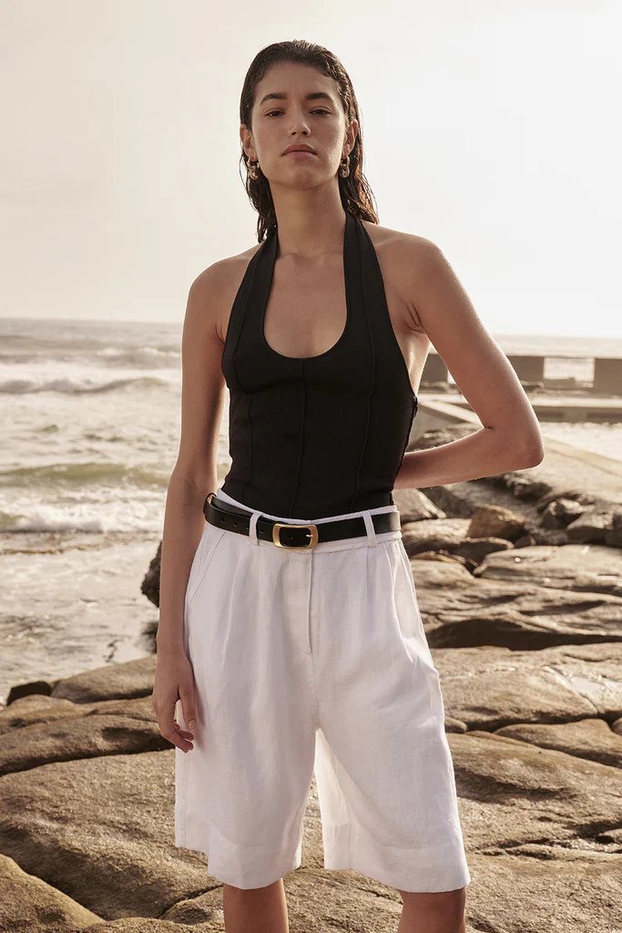 KAYLA WHITE LINEN BERMUDA SHORT | DISSH