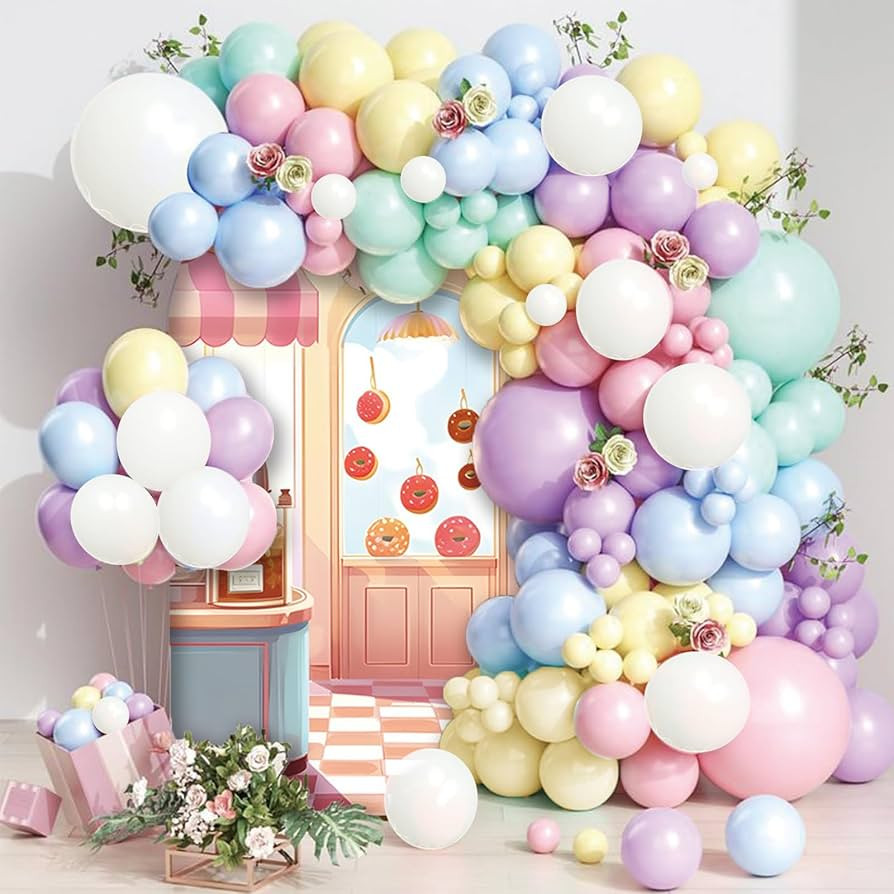 134PCS Pastel Balloons Arch Garland Kit, Rainbow Assorted Macaron Colorful Balloons Different Siz... | Amazon (US)