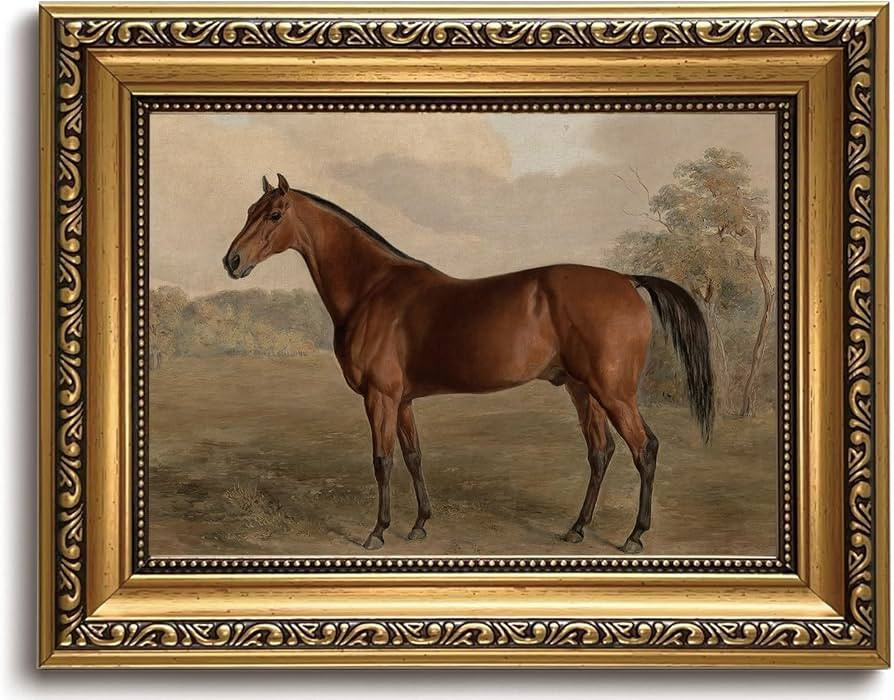 LHHJDIO Vintage Gold Framed Wall Art Farmhouse Horse Canvas Wall Art Rustic Classic Animal Pictur... | Amazon (US)