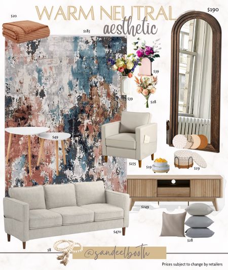 Warm neutral ✨aesthetic✨ living room. Home Decor is so fun! These affordable finds are all from Amazon and would make a great living room or den refresh. Everything has great reviews and the sofa and accent chair are in the same collection, but they also come in other colors. 

#LTKunder100 #LTKfamily #LTKhome