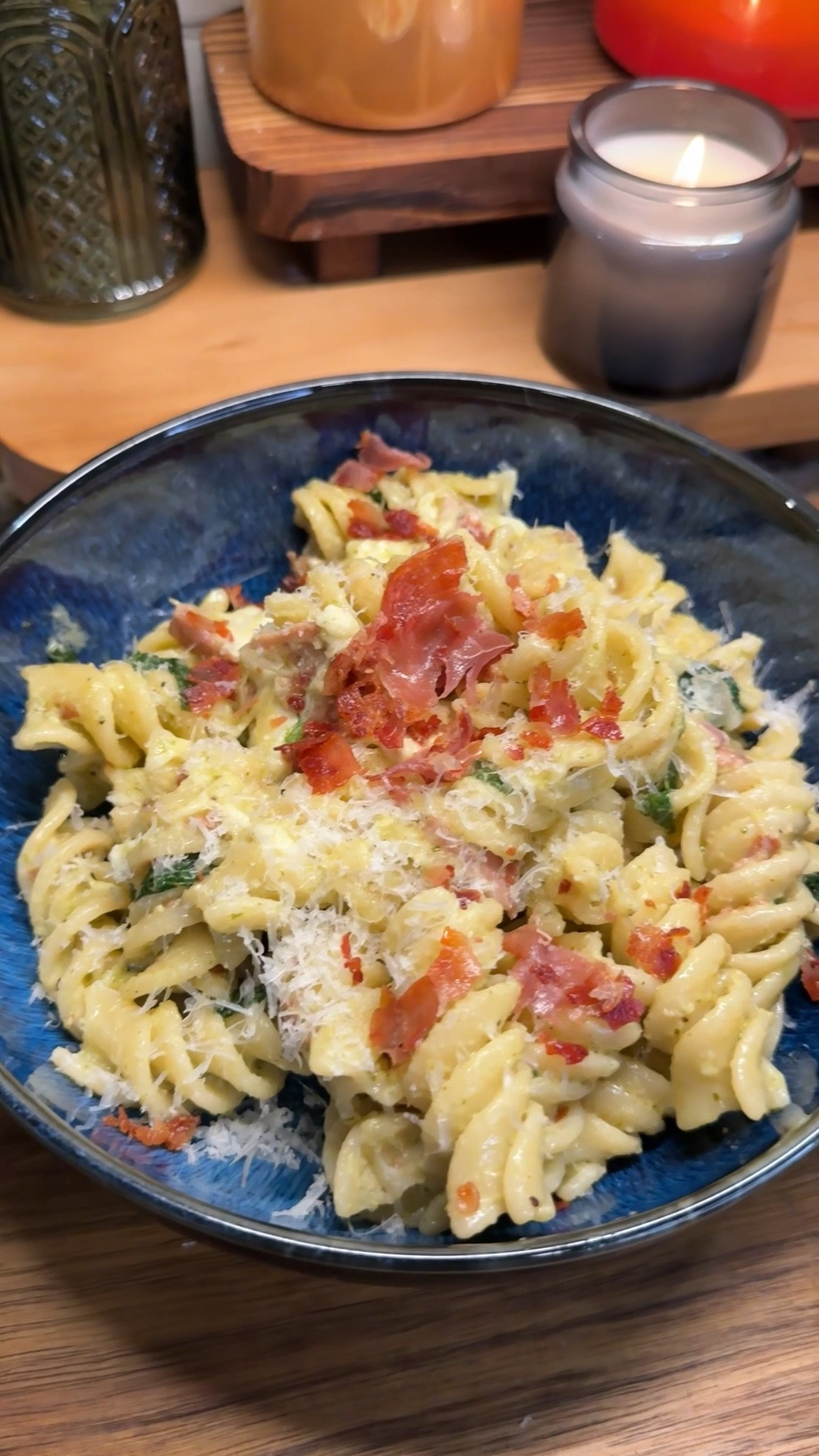 this prosciutto pesto pasta hits every time🌿🍖✨creamy, salty & herby- made even better with these giant fusilli noodles soaking up all sauce!
#kitchenfavorites #cookingessentials #kitchendecors #cookingmusthaves

Ingredients:
- 4 oz prosciutto
- 1 shallot, diced
- 10 oz giant fusilli pasta from @World Market 
- 1 cup pasta water
- 8 oz mozzarella pearls

pesto:
- 1/3 cup olive oil
- 3 cloves garlic
- 1/4 cup pine nuts
- 1 lemon, juiced
- 1/2 cup fresh basil
- 1/3 cup grated parmesan
- salt & black pepper to taste

#LTKHome #LTKSeasonal #LTKFamily