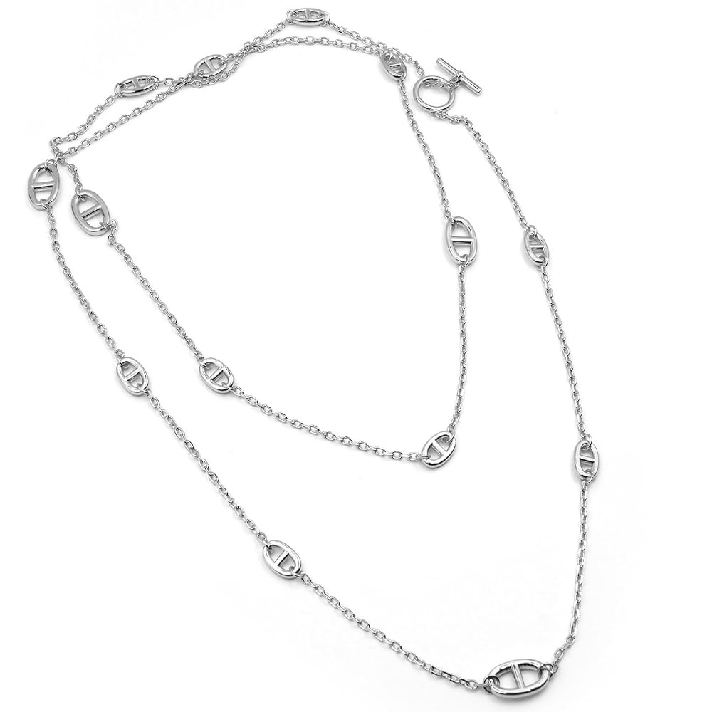 Luxury 18K Gold Plated Pig Nose Necklace with Adjustable T-Buckle – Long Sweater Chain for Wome... | Amazon (US)