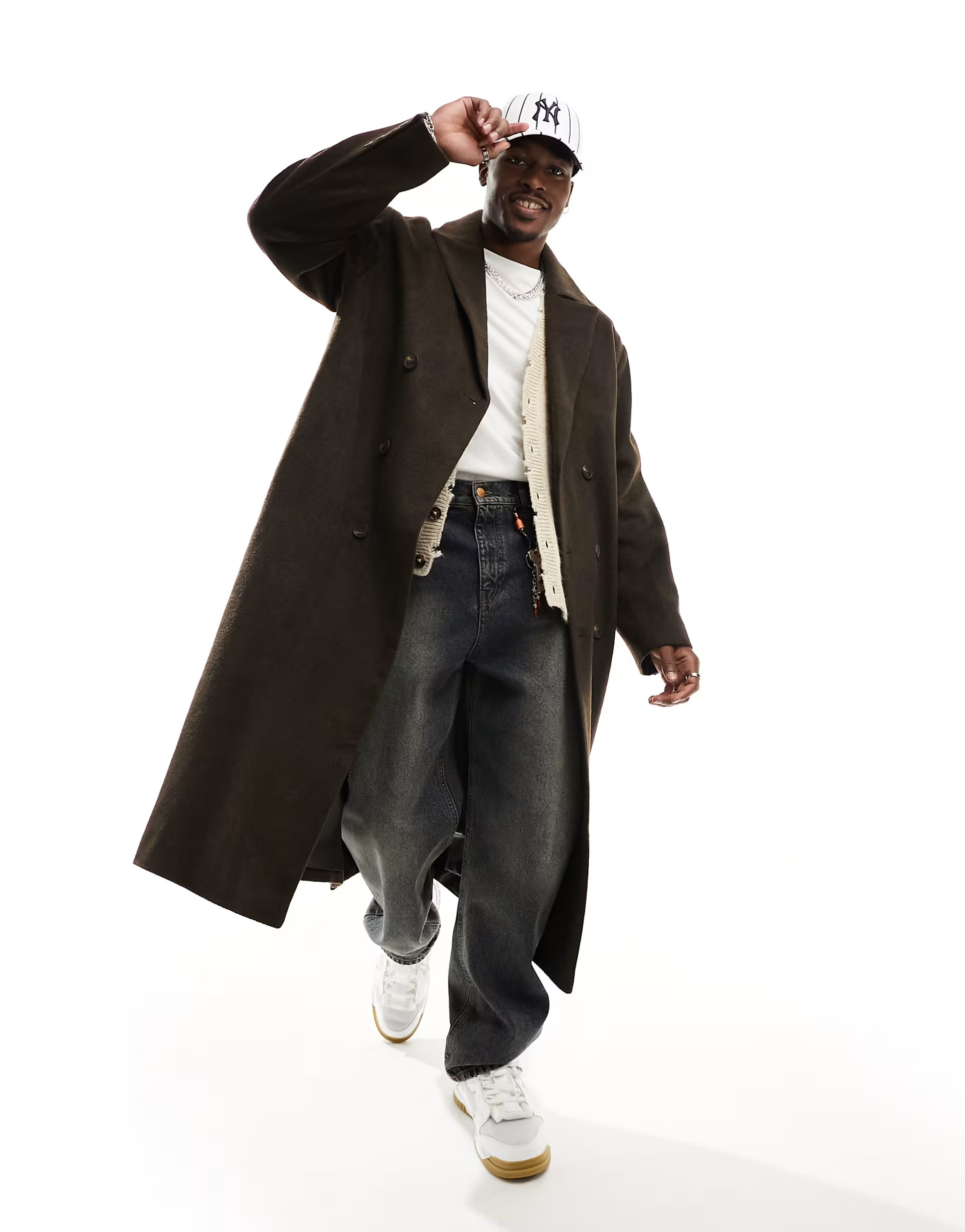 ASOS DESIGN oversized wool mix overcoat in brown | ASOS (Global)