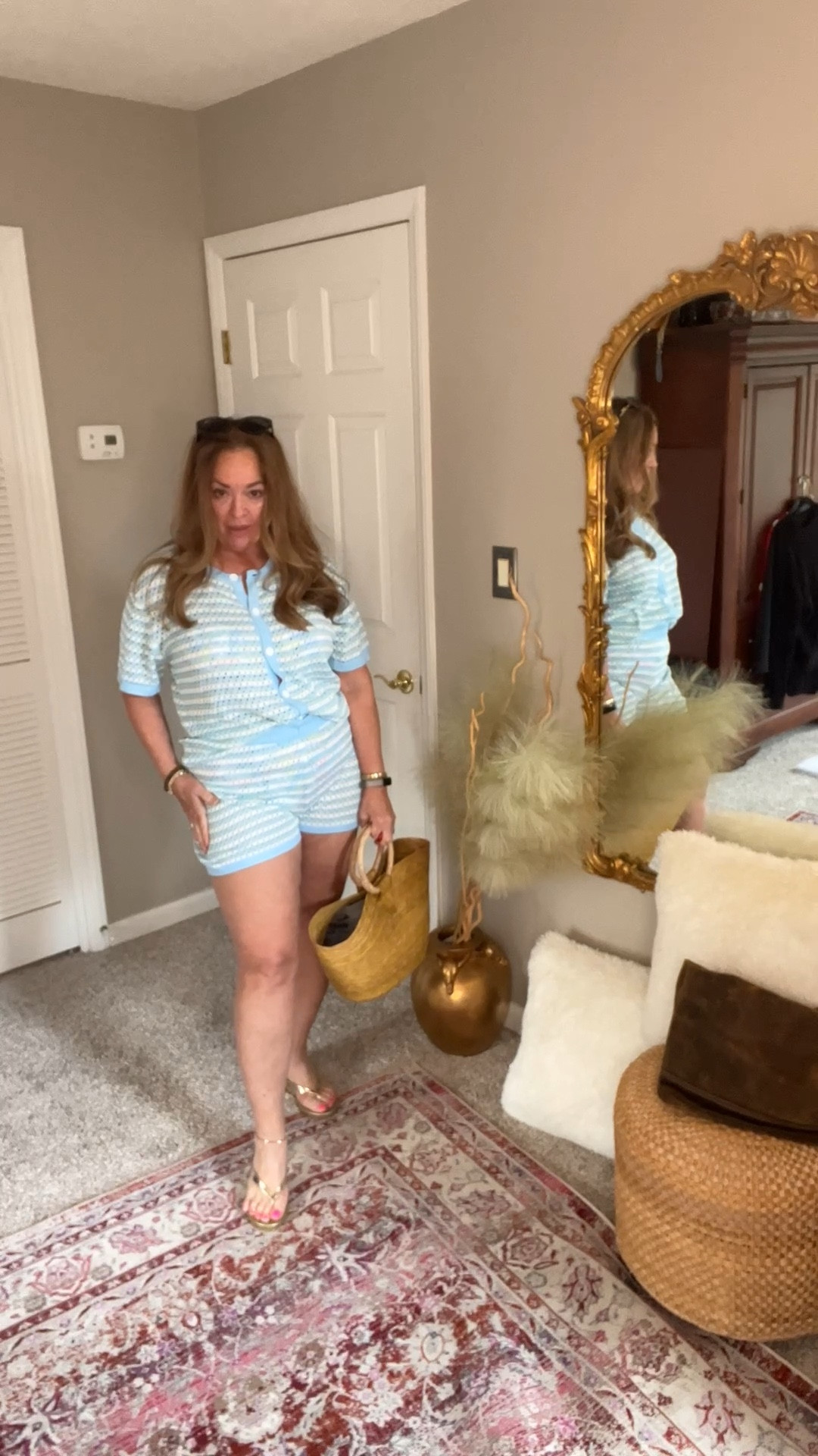 A beautiful summer short set with delicate crochet material. Can be work as a swimsuit cover up. 

Womens Crochet Swimsuit Coverup Summer Beach Sets Striped Knit Short Sleeve Button Shirts 2 Piece Short Set

#LTKgrwm #LTKTravel #LTKSeasonal