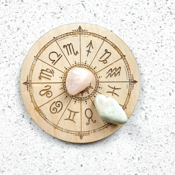 Zodiac Wheel  Wooden Engraved Crystal Grid  Astrology Gifts | Etsy | Etsy (US)