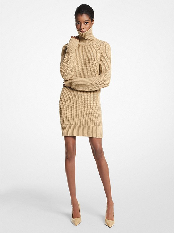 Shaker Knit Cashmere Turtleneck Dress | Michael Kors US