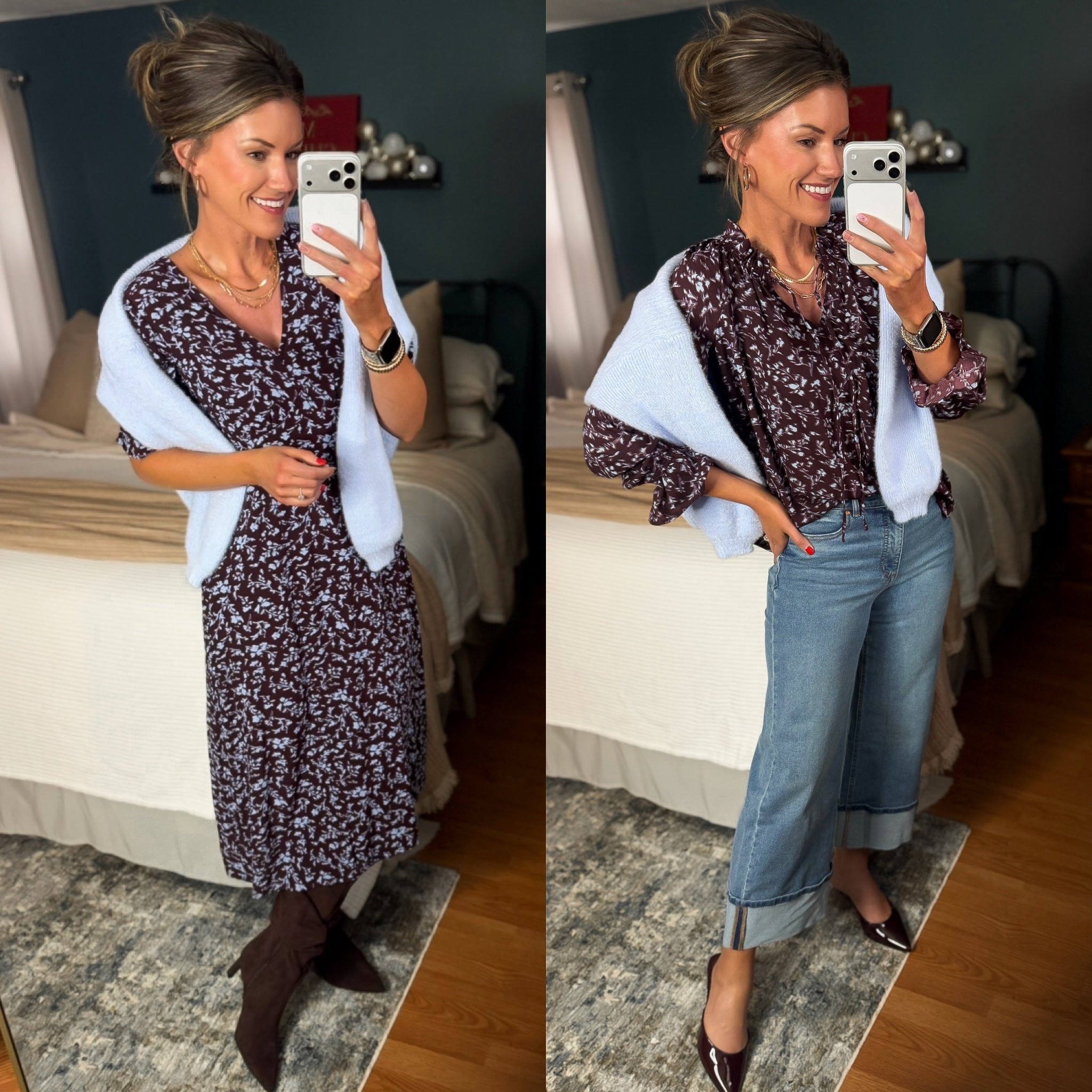 Loving this print so much that i grabbed it in the dress and blouse option. 
Wearing small in both. 

#LTKSeasonal