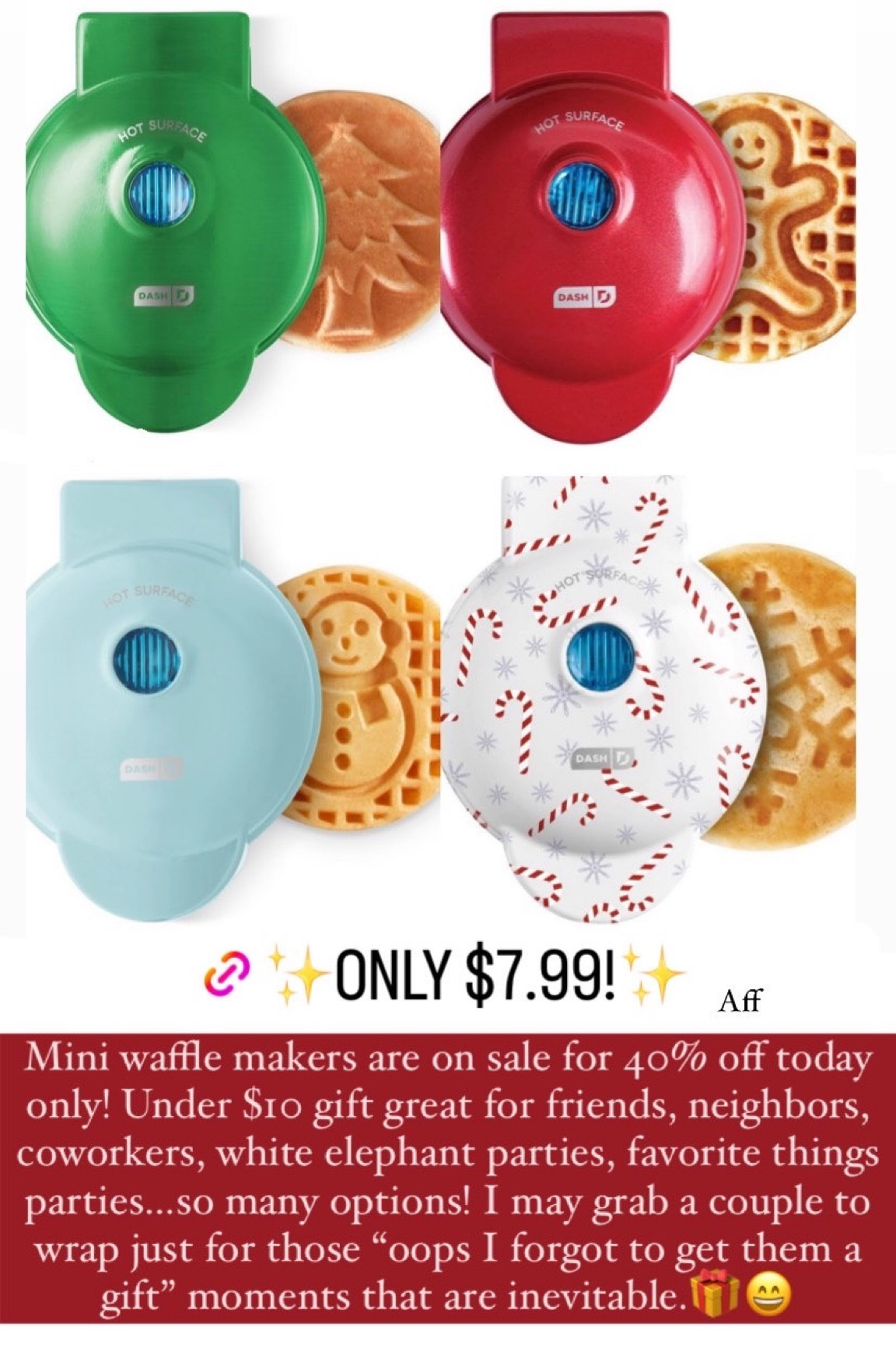 7.99 sale Dash Mini Waffle Maker curated on LTK