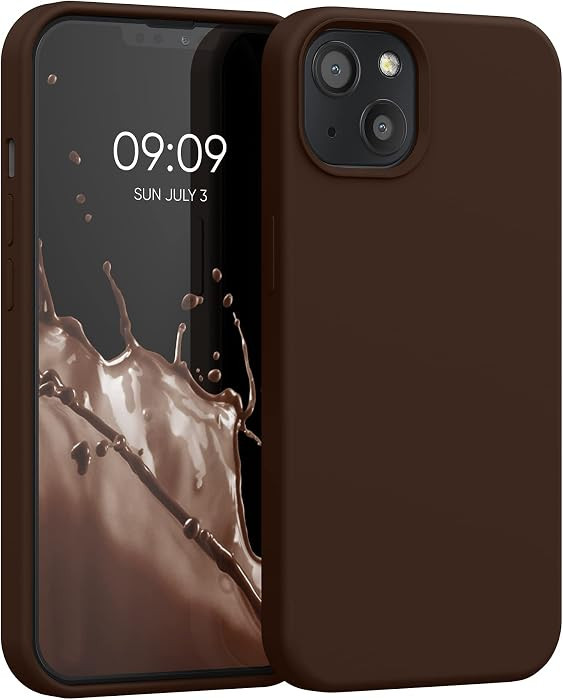 kwmobile Case Compatible with Apple iPhone 13 Case - TPU Silicone Phone Cover with Soft Finish - Chocolate | Amazon (US)