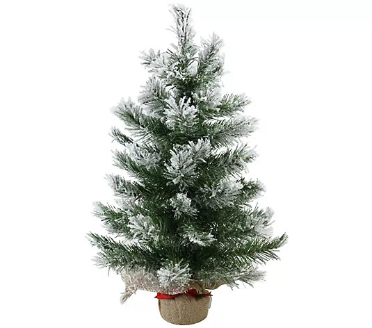Northlight Flocked Pine Christmas Tree in Burlap Base - QVC.com | QVC