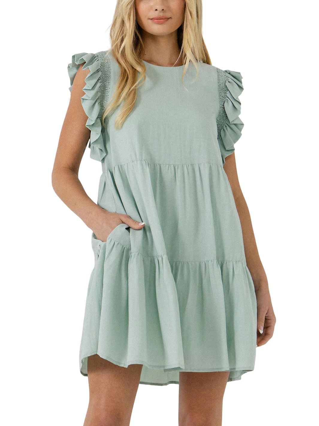 Mixed Media Ruffle Detail Dress | Lord & Taylor