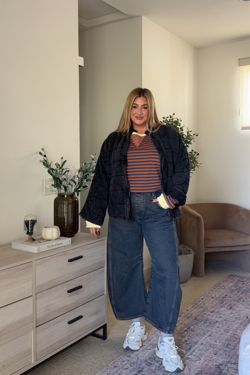 from free people! i’m wearing an xl in the top and jacket, and 33 in the jeans 🤎✨

#LTKMidsize #LTKStyleTip #LTKSeasonal