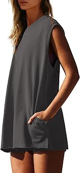 Nirovien Women 2 Piece Outfits Workout Sets Summer Matching Lounge Set Tunic Tops and Biker Short... | Amazon (US)