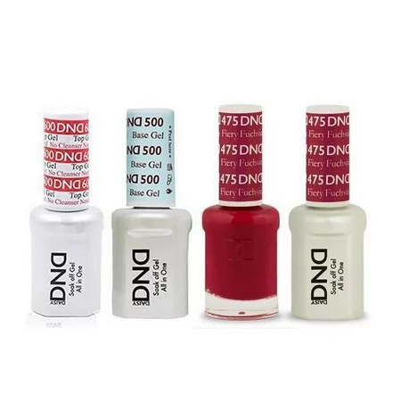DND Daisy Nail Design Gel Polish 4ct Combo - Base No Cleanse Top Gel & Lacquer - Fiery Fuschia 475 | Walmart (US)