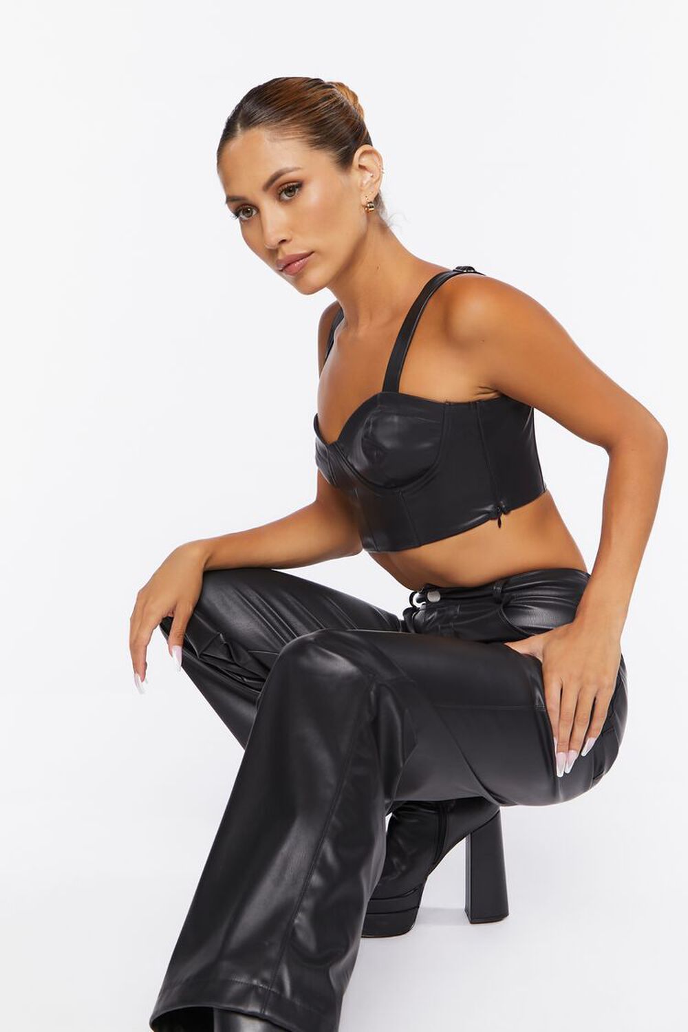 Faux Leather Crop Top & Pants Set | Forever 21 (US)