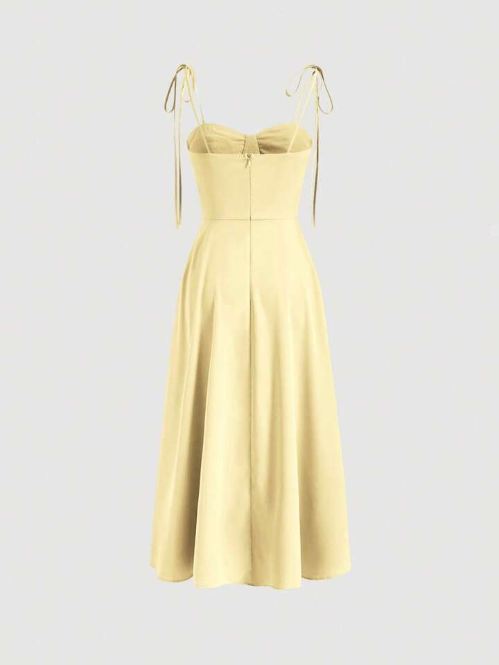 SHEIN MOD Solid Tie Shoulder Cami Dress | SHEIN