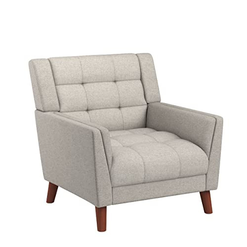 Christopher Knight Home Evelyn Mid Century Modern Fabric Arm Chair, Beige & Walnut | Amazon (US)