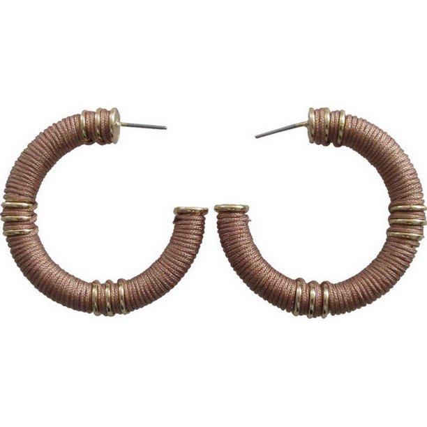 Time and Tru Golden Honey Thread Wrapped Hoop Earring for Women - Walmart.com | Walmart (US)