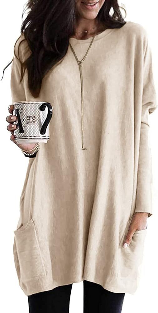 SENSERISE Womens Long Sleeve/Short Sleeve Tunic Tops for Leggings Lightweight Casual Sweatshirt with | Amazon (US)