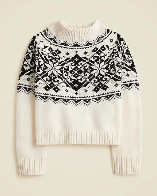 Fair Isle snowflake mockneck sweater in vintage wool | J. Crew US