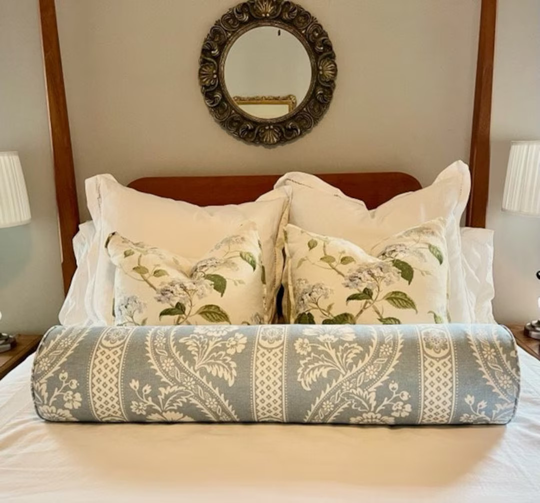 One or Both Sides - ONE Schumacher Versailles Blue/Grey/Lavender/Raspberry Pillow cover or Bolster P | Etsy (US)