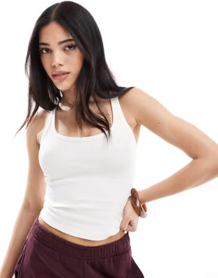 Bershka scoop neck ribbed tank top in white | ASOS (Global)