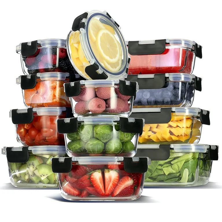 LammaLoe Glass Food Storage Containers, Airtight Glass Meal Prep Containers, Reusable Leakproof L... | Walmart (US)