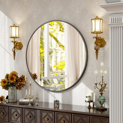BEAUTYPEAK Round Bathroom Vanity Mirrors 30"x30",Black | Target