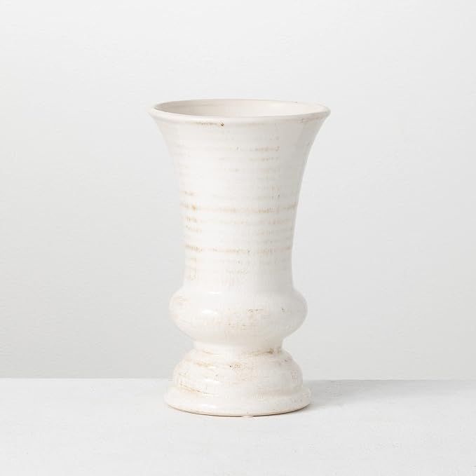 Sullivans Modern Farmhouse Decorative Ceramic Vase, 6 x 6 x 10 inches, Distressed Decoration for ... | Amazon (US)