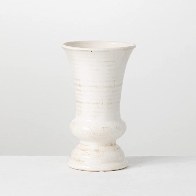 Sullivans Modern Farmhouse Decorative Ceramic Vase, 6 x 6 x 10 inches, Distressed Decoration for ... | Amazon (US)