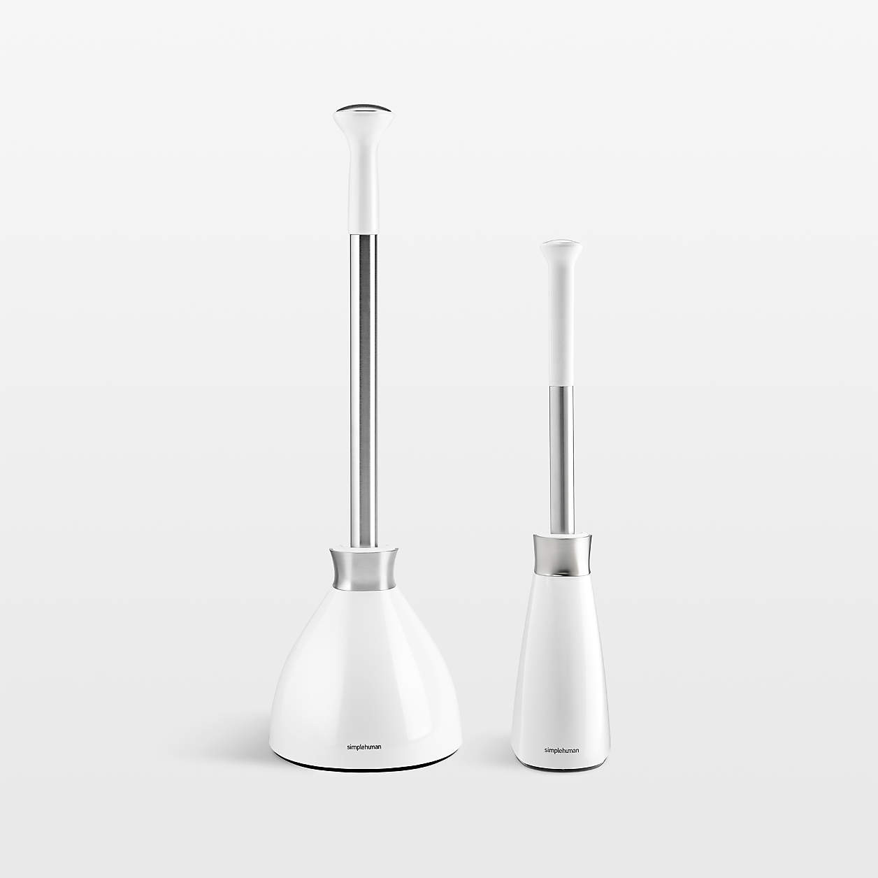 Simplehuman Toilet Brush and Plunger Set, White Steel + Reviews | Crate & Barrel | Crate & Barrel