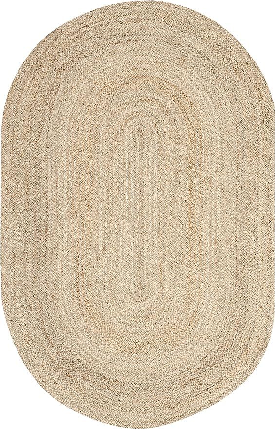 SAFAVIEH Cape Cod Collection Area Rug - 5' x 8' Oval, Natural, Handmade Flat Weave Jute, Ideal fo... | Amazon (US)
