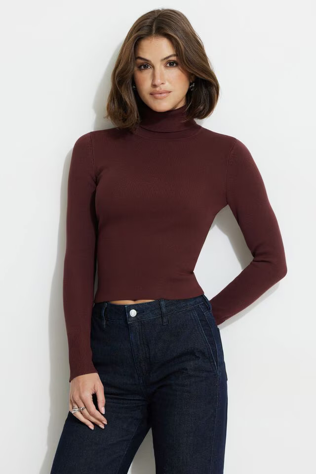 Button Cuff Turtleneck Sweater | Dynamite Clothing