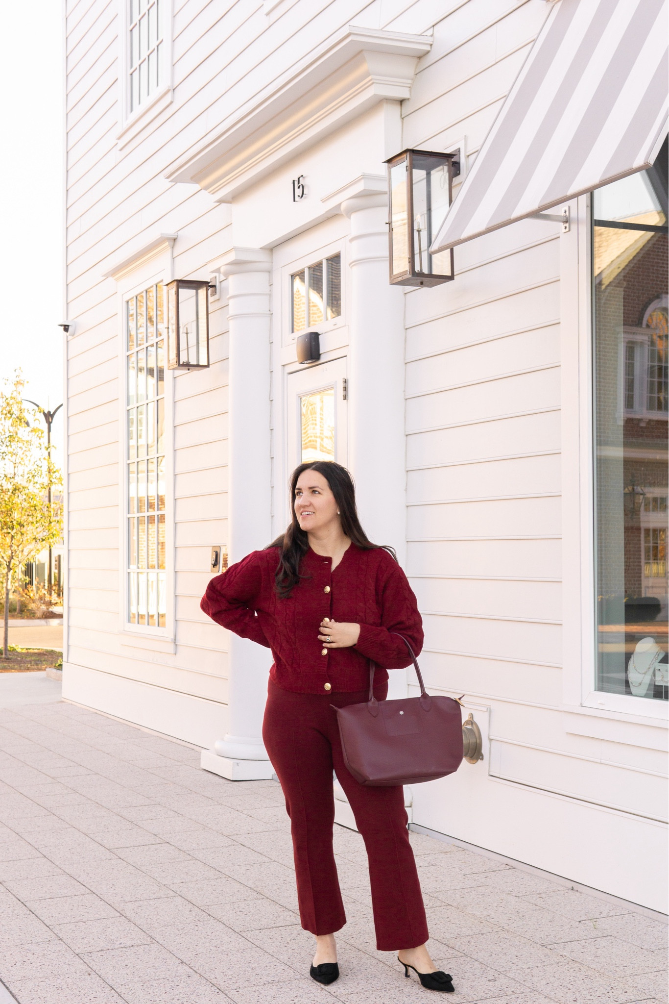 Burgundy is the color of the season, and I’m here for it! 🍂This matching cable knit sweater and pants from @jcrew make holiday dressing effortless and chic. Get ready to eat, laugh, and give thanks in style!

I’m wearing:
J. Crew Cardigan Sweater (Size Large)
J. Crew Delaney Sweater Pants (Size Large)
Manolo Blahnik Mules
Longchamp Leather Tote Bag



#LTKHoliday #LTKSeasonal #LTKMidsize