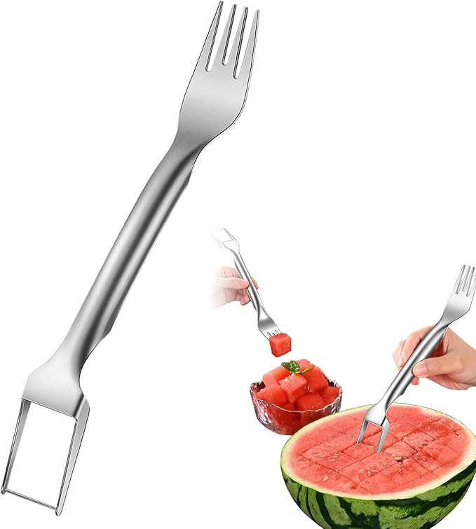 2-in-1 Watermelon Slicer Fork Stainless Steel Watermelon Cutter Tool Portable Dual Head Fruit For... | Amazon (US)