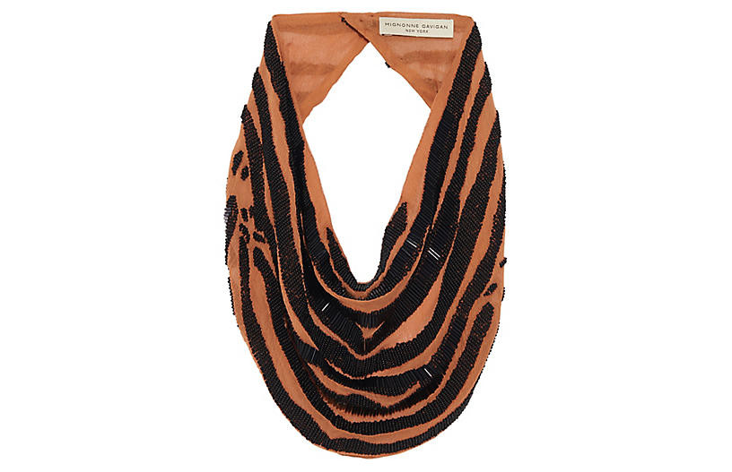 Zebra La Charlot Scarf Necklace - Orange - MIGNONNE GAVIGAN | One Kings Lane