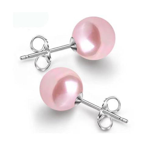 10/12mm Ocean Shell Pearl Stud Earrings Multicolor Shell Beads Pearl Stud Earrings Fashion Jewelry for Women-12MM Pink | Amazon (US)