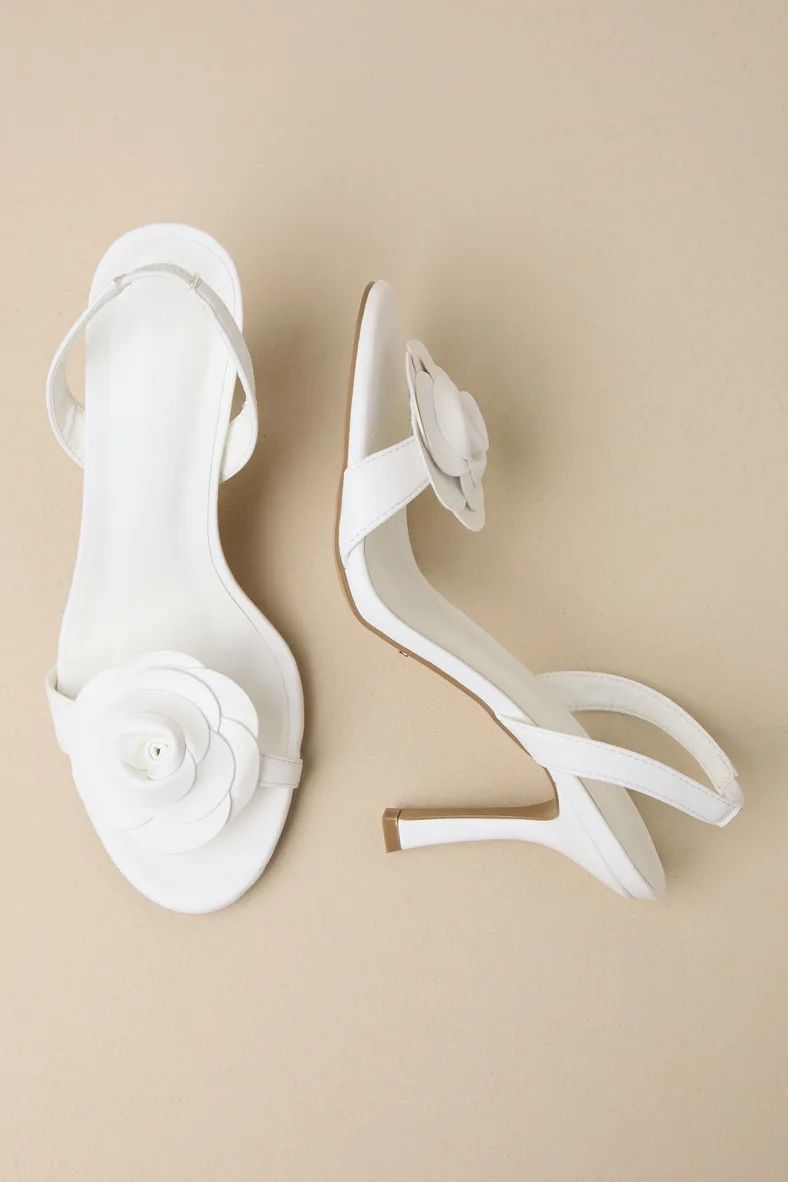Valko White Flower Slingback High Heel Sandals | Lulus