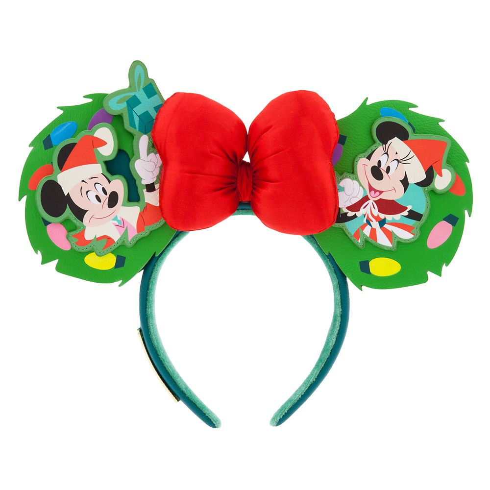 Mickey and Minnie Mouse Loungefly Glow-in-the-Dark Holiday Ear Headband for Adults | Disney Store | Disney Store