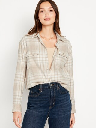 Loose Flannel Boyfriend Shirt for Women | Old Navy (US)
