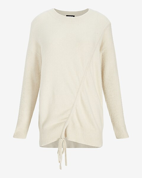 Tie Front Asymmetrical Tunic Sweater | Express