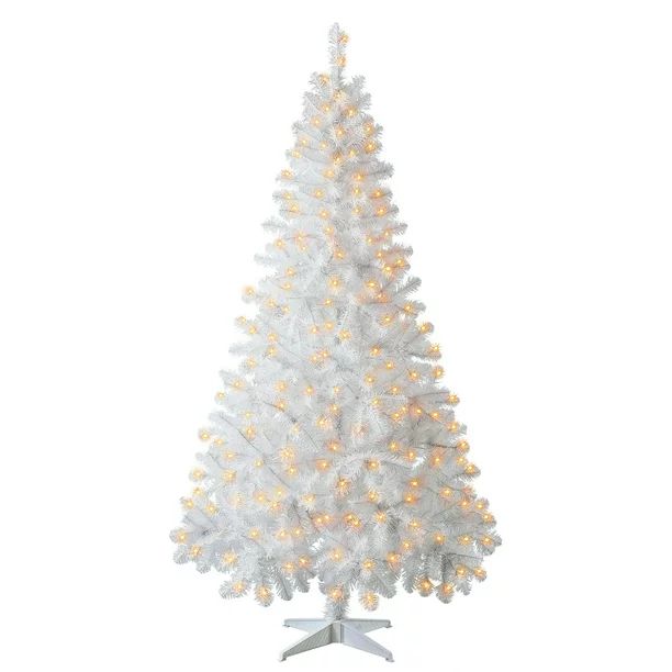 Holiday Time Prelit 300 Clear Incandescent Lights, Madison Pine White Artificial Christmas Tree, ... | Walmart (US)