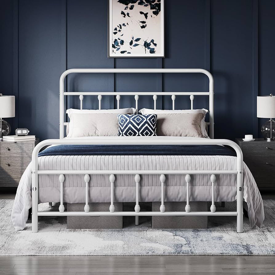 Yaheetech Classic Metal Platform Bed Frame Mattress Foundation with Victorian Style Iron-Art Head... | Amazon (US)
