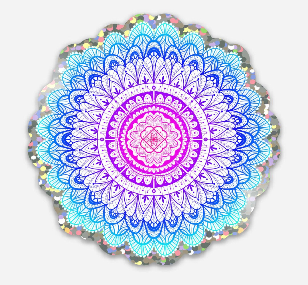 Pastel Glitter Border Mandala Hand Drawn Waterproof 3 Sticker for Good Luck - Etsy | Etsy (US)
