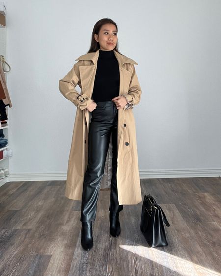 Styling leather straight pants with a trench coat and a mock neck sweater 🤎

The exact trench coat I got is out of stock but Amazon The Drop has a similar one. Make sure to size down 1 size!

Pants from Rewash. Wearing size 0

Fall fashion fall outfits fall trends ankle boots winter outfits winter fashion

#LTKunder50 #LTKunder100 #LTKsalealert