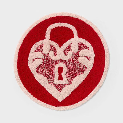 24" Round Valentine's Day Heart Locket Bath Rug Red/Pink - Threshold™ | Target