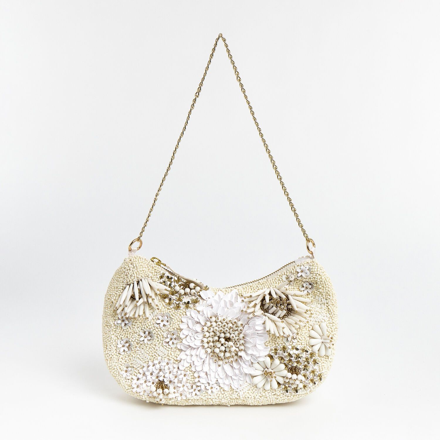 White Floral Bead Shoulder Bag | TK Maxx