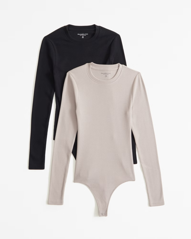 Women's 2-Pack Long-Sleeve Rib Crew Bodysuits | Women's Clearance | Abercrombie.com | Abercrombie & Fitch (US)