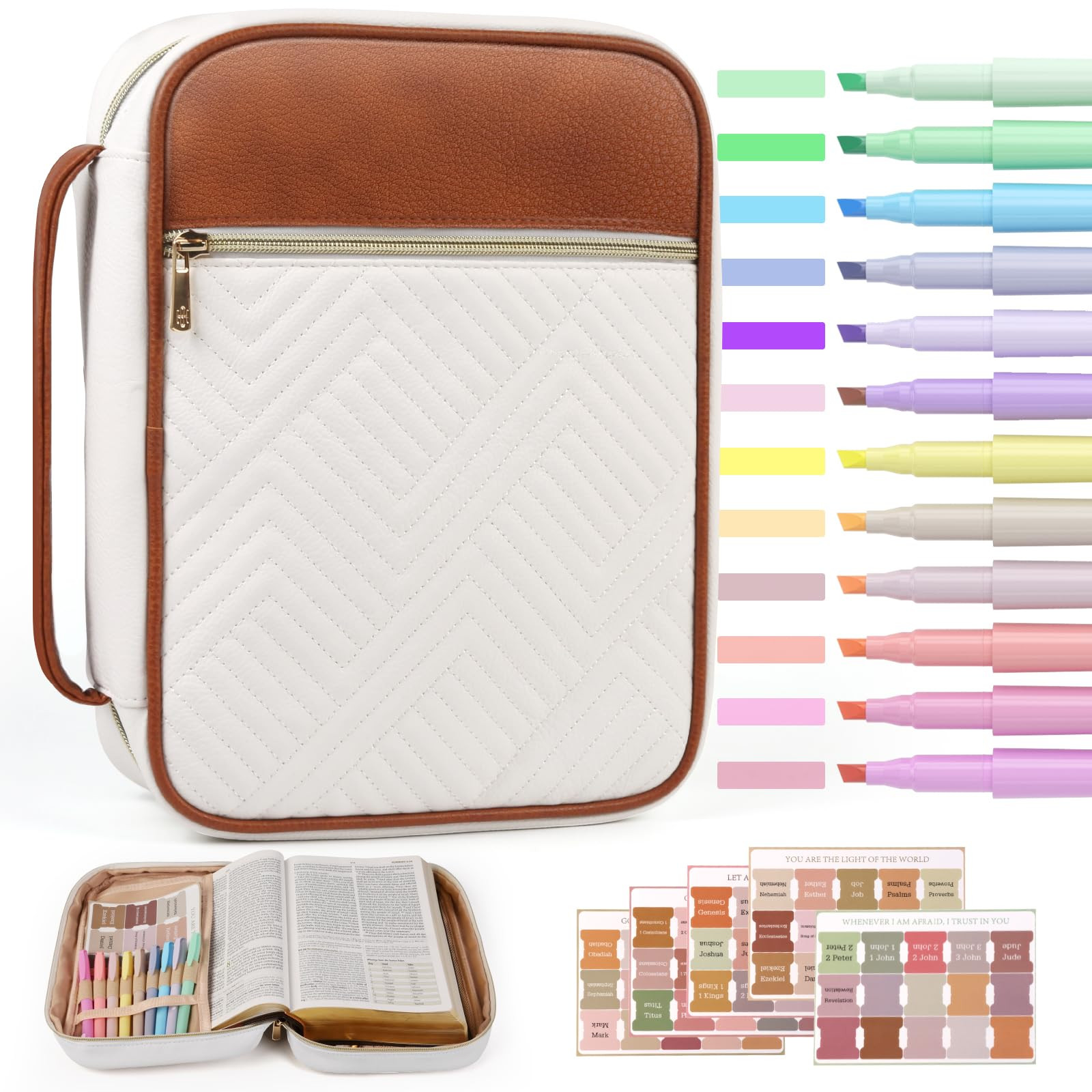 BellaHold Quilted Vegan Leather Bible Cover, Color-Blocked Bible Cover Case for Women, Large Bibl... | Amazon (US)
