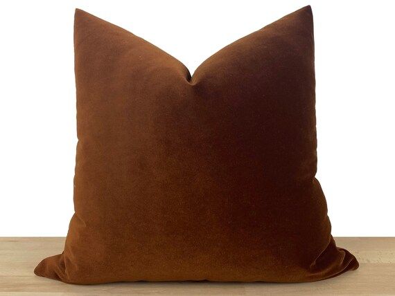 Dark Copper Velvet Pillow Cover, Euro Sham Cover, Throw Pillow Cover, Velvet Cushion Cover, Solid... | Etsy (US)